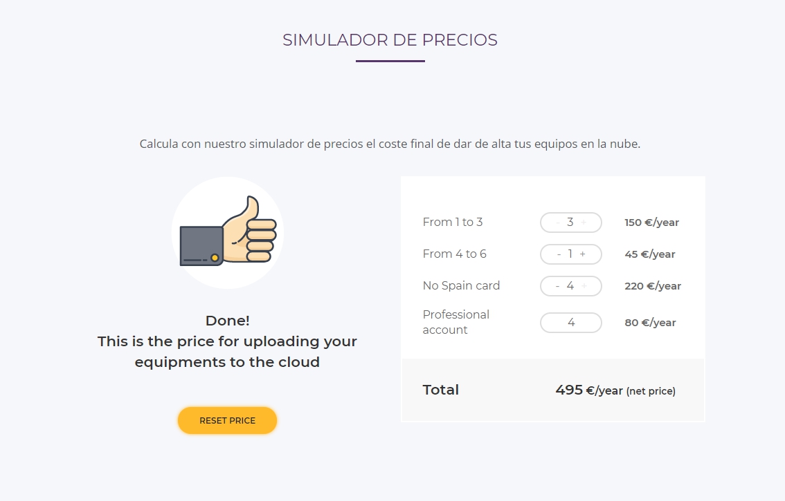 Price simulator for Agrónic APP and Agrónic Web